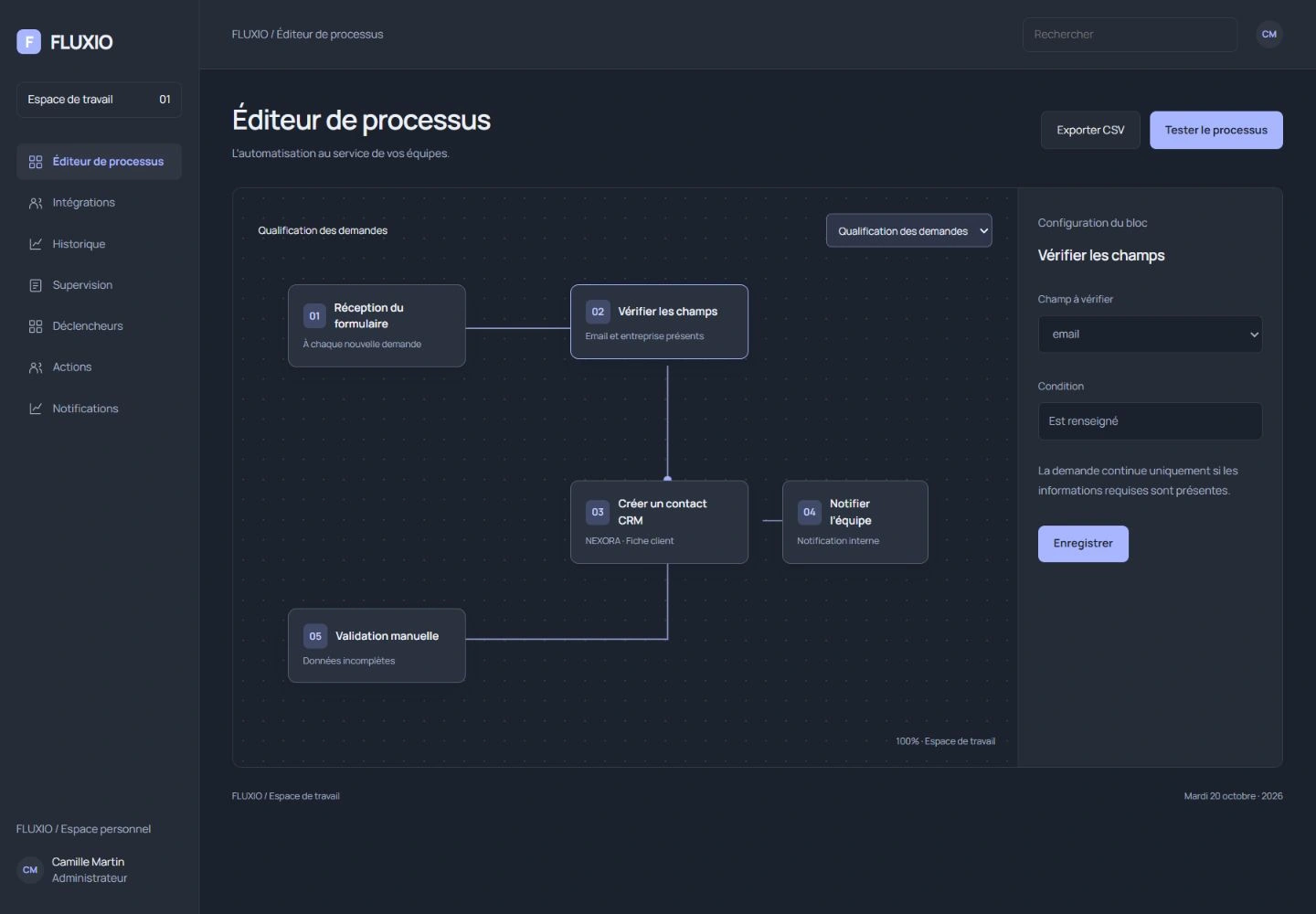 FLUXIO — Éditeur de processus